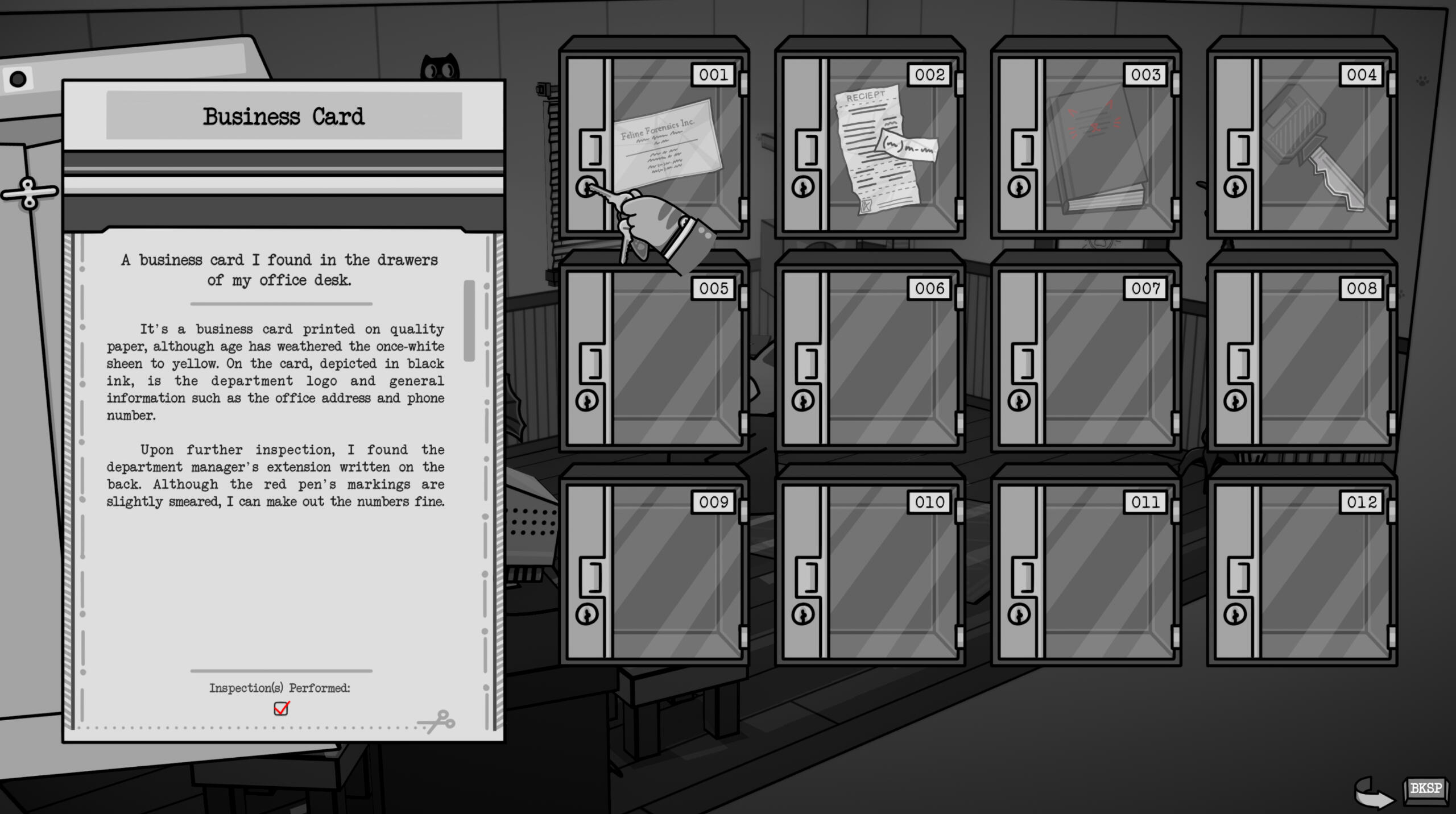 Screenshot showcasing the inventory system