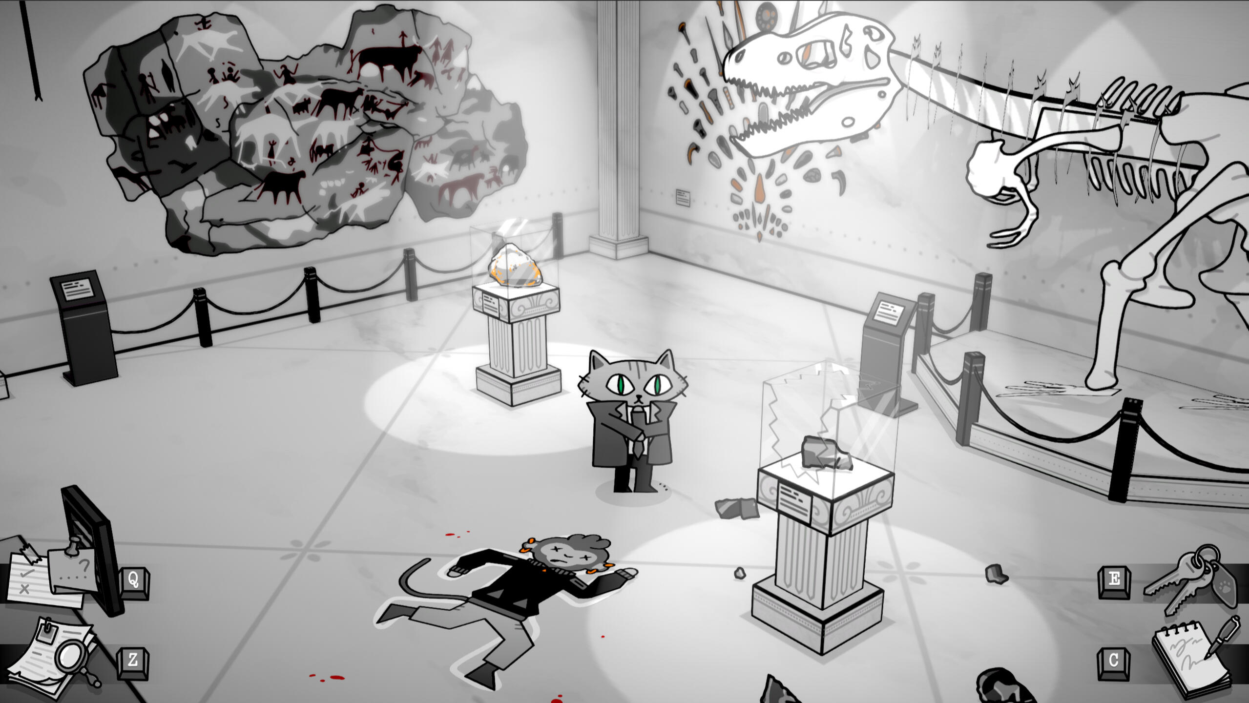 Screenshot showcasing the crime scene